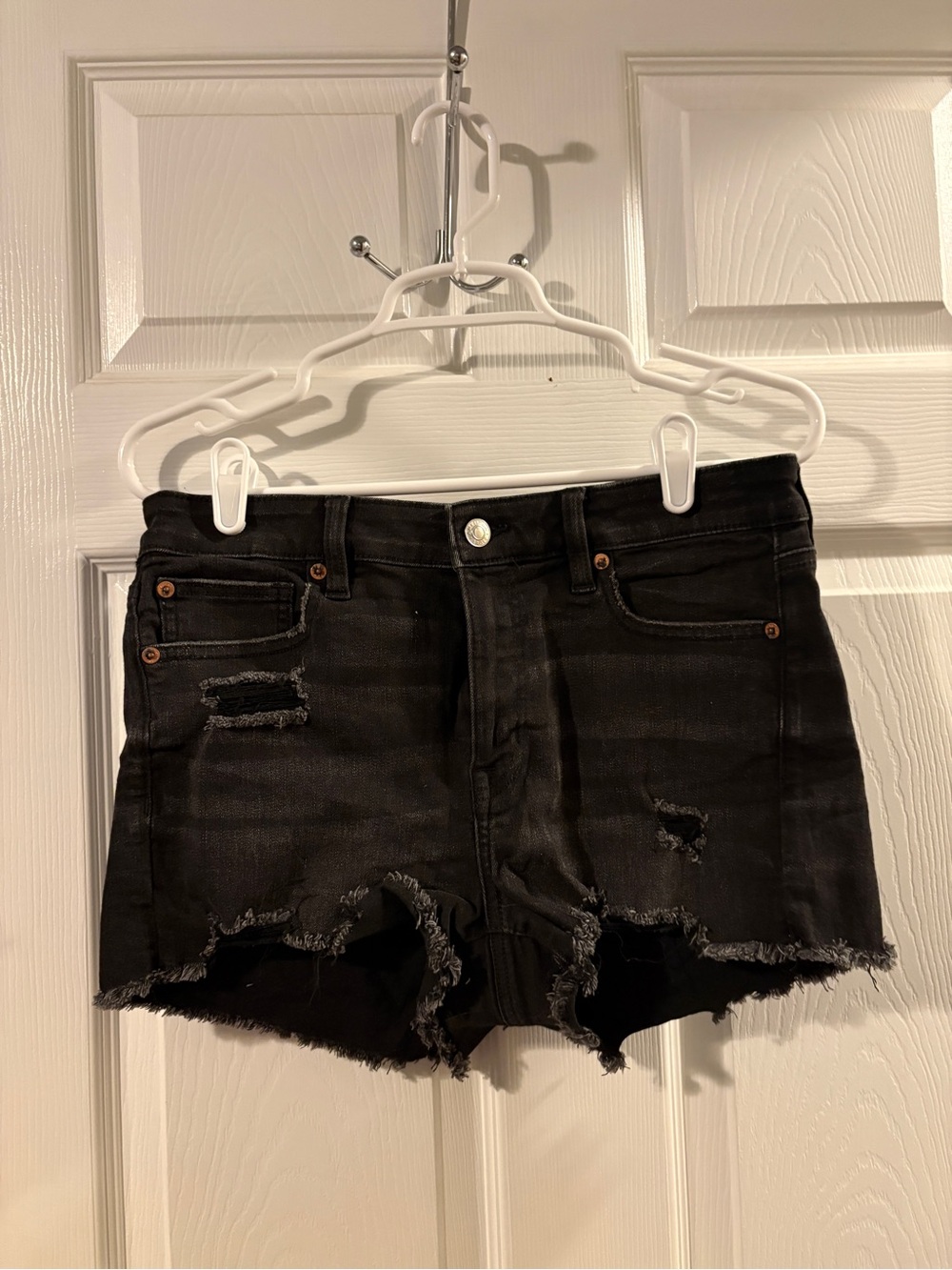 American Eagle Outfitters Black Distressed Cutoff Denim Shorts